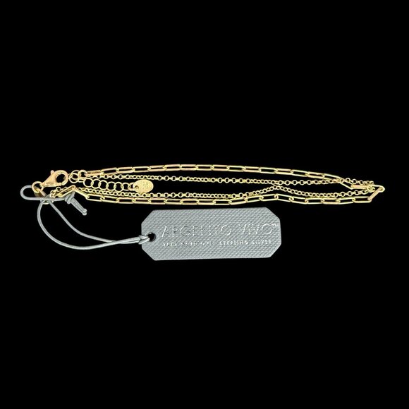 NWT Argento Vivo 18K Gold Plated Sterling Silver Double Layer Chain Anklet - Picture 2 of 9